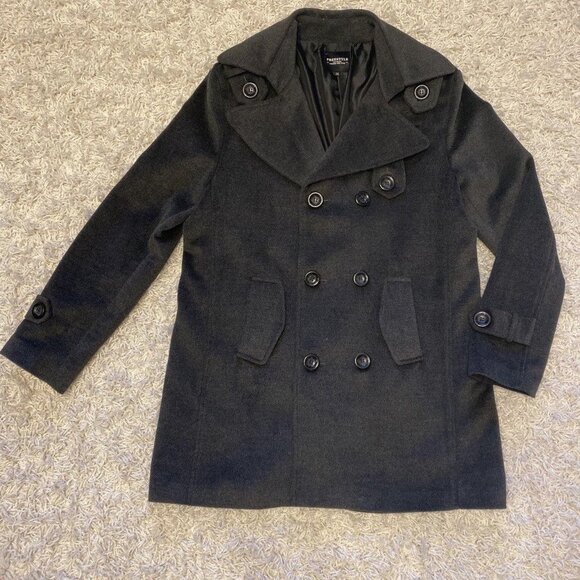 European Men’s Wool Pea Coat in Grey - Size Medium - Picture 1 of 7